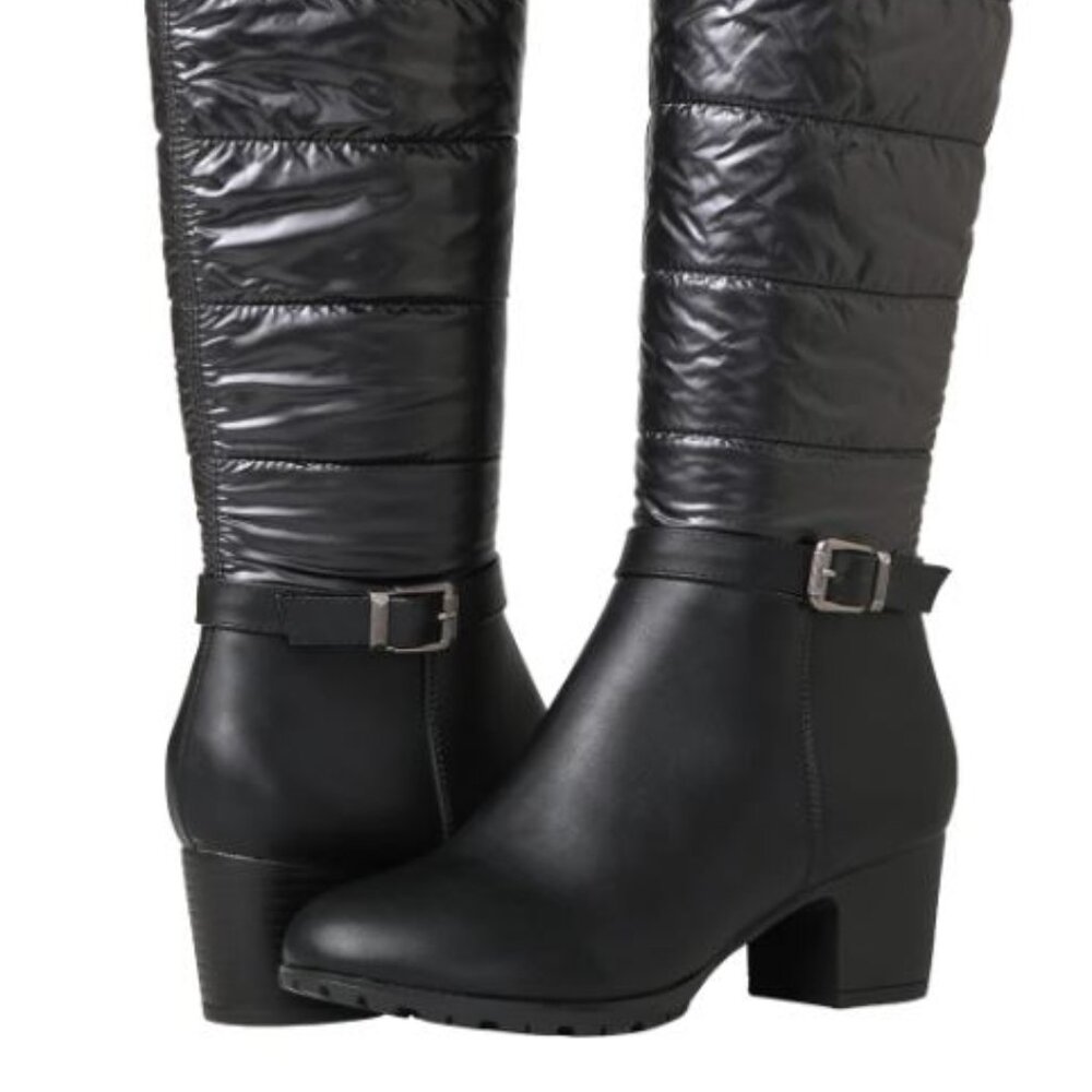 Global WIn Women's Winter Boots Knee High Mid Heel Black 8.5 19YY10-1